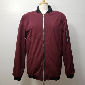 Bomber Varsity Jacket Coat Burgandy 2xl Sandbank